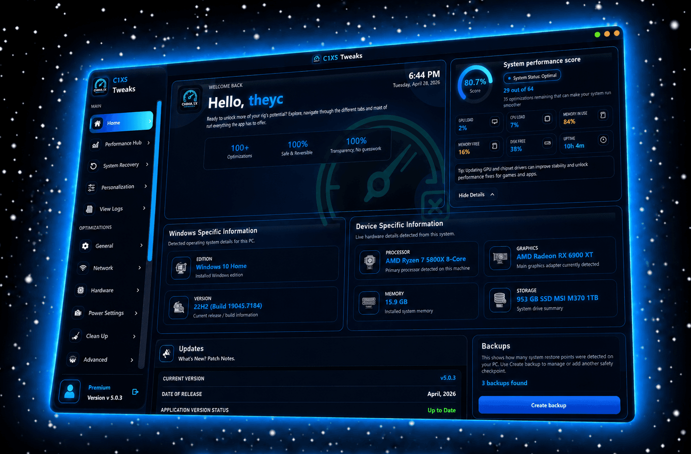 C1XS Tweaks Ultimate Windows Performance Optimizations Utility - (Lifetime Key) preview 1